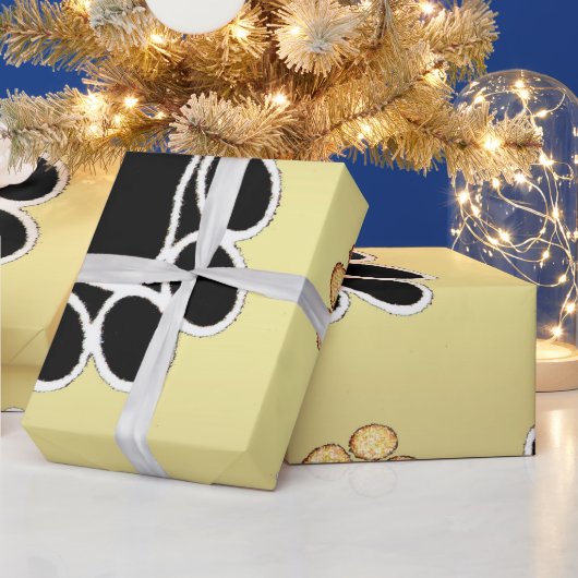 Tanとblack pawは金ゴールド背景に印刷#1 ラッピングペーパー (クリスマス)