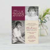 TanとBurgundy 2写真卒業 招待状 (スタンド正面)