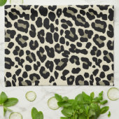 TanとCoffee Leopardのプリントパターン キッチンタオル (折り畳み)