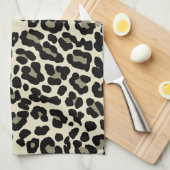TanとCoffee Leopardのプリントパターン キッチンタオル (四つ折り)