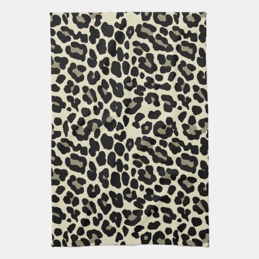 TanとCoffee Leopardのプリントパターン キッチンタオル (縦)