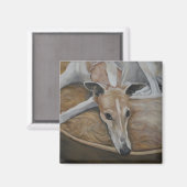 TanとWhite Greyhound Dog Art Magnet マグネット (正面/裏面)