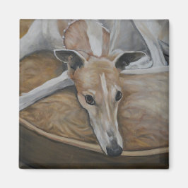 TanとWhite Greyhound Dog Art Magnet マグネット