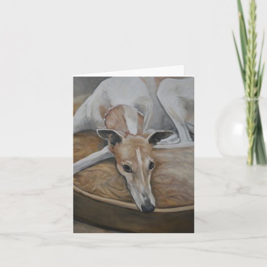 Tanとwhite Greyhound Dog Art Noteカード カード (正面)