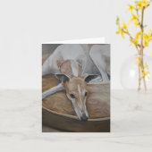 Tanとwhite Greyhound Dog Art Noteカード カード (黄色い花)