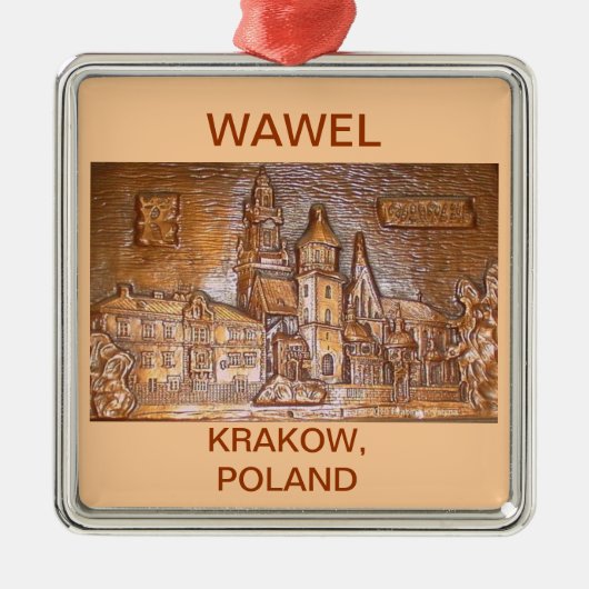TANの背景のWAWELの城クラクフポーランド メタルオーナメント (正面)