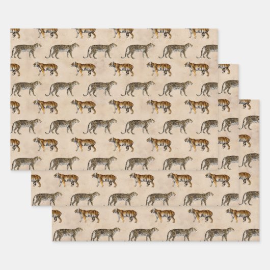 Tanの虎とヒョウ ラッピングペーパーシート (セット)