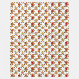 TANジンジャーブレッドマンの行クリスマスクッキー フリースブランケット