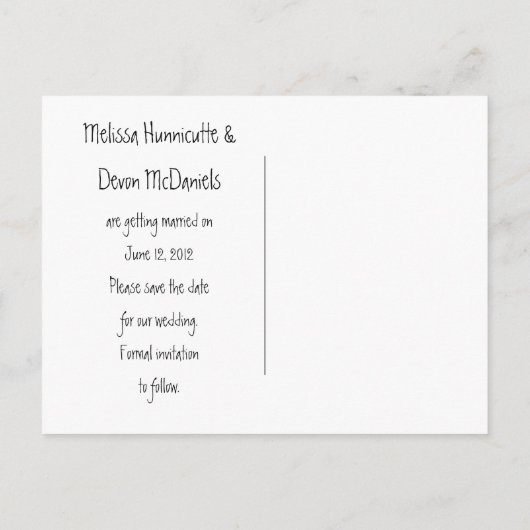 Tanヴィンテージグランジフローラ写真Save The Date 案内ポストカード (裏面)