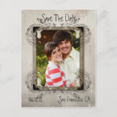 Tanヴィンテージグランジフローラ写真Save The Date 案内ポストカード (正面)