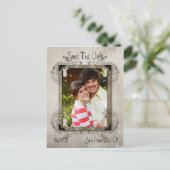 Tanヴィンテージグランジフローラ写真Save The Date 案内ポストカード (スタンド正面)