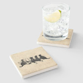 Tan図解入りの、写真付きの Script背景の子猫 ストーンコースター (横)