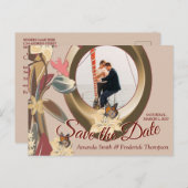 Tan – マルサラワイン&ピンクの色合い日付を保存 案内ポストカード (正面/裏面)