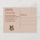 Tan – マルサラワイン&ピンクの色合い日付を保存 案内ポストカード (裏面)