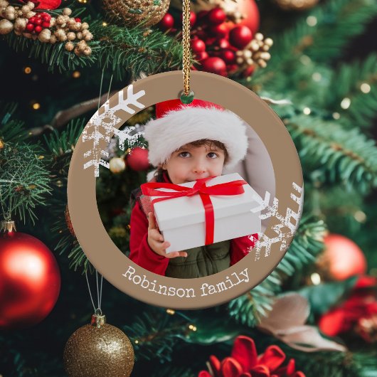 Tan 素朴 Circle Photo Snowflaks セラミックオーナメント