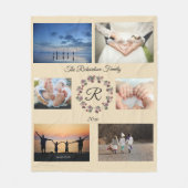 Tan 6モノグラムの写パーソナライズされた真 フリースブランケット (正面)