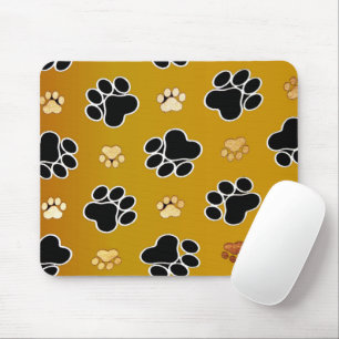 Tan and black paw print on a gold background #2 マウスパッド