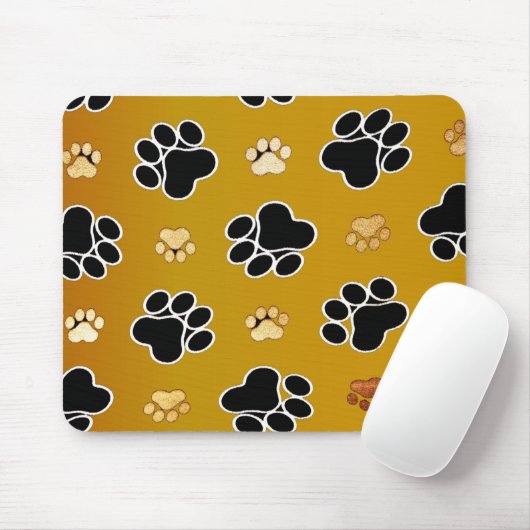 Tan and black paw print on a gold background #2 マウスパッド (マウス)