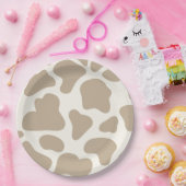 Tan and Cream Cow Print 1st Birthday ペーパープレート (パーティー)