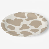 Tan and Cream Cow Print 1st Birthday ペーパープレート (アングル)