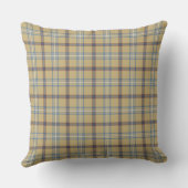 Tan and Wedgewood Blue Plaid クッション (裏面)