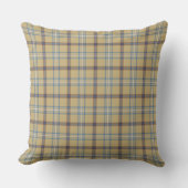 Tan and Wedgewood Blue Plaid クッション (正面)