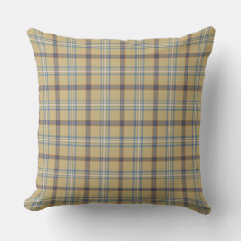 Tan and Wedgewood Blue Plaid クッション
