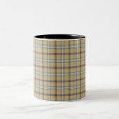 Tan and Wedgewood Blue Plaid ツートーンマグカップ (中央)