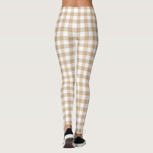 Tan Beige Plaid Gingham レギンス (裏面)