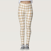 Tan Beige Plaid Gingham レギンス (正面)