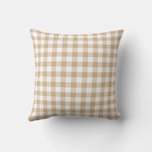 Tan Beige Plaid Gingham Personalized クッション (裏面)