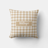 Tan Beige Plaid Gingham Personalized クッション (正面)