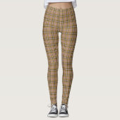 Tan Beige Plaid Retro Color レギンス (正面)