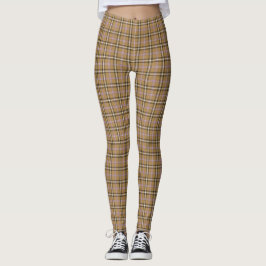 Tan Beige Plaid Retro Color レギンス