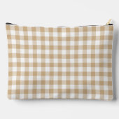 Tan Beige White Gingham Plaid アクセサリーポーチ (裏面)