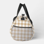 Tan Beige White Gingham Plaid ダッフルバッグ (右)