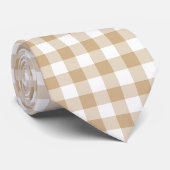 Tan Beige White Gingham Plaid Neck Tie ネクタイ (ロール)