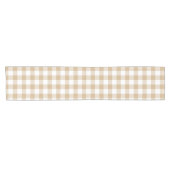 Tan Beige White Gingham Plaid Table Runner ショートテーブルランナー (横)