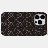 Tan & Blackのラブハートと水玉模様パターン Case-Mate iPhoneケース (裏面 (横))