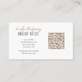 Tan Black QR Code Script Makeup Business Card 名刺 (裏面)