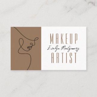 Tan Black QR Code Script Makeup Business Card 名刺