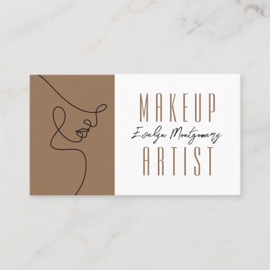Tan Black QR Code Script Makeup Business Card 名刺 (正面)