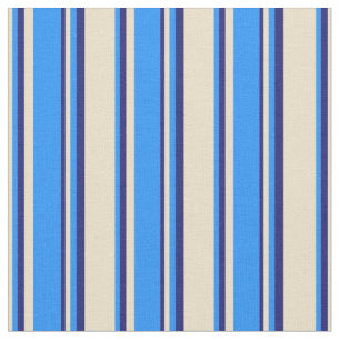 Tan、Blue、およびMidnight Blueカラーのストライプ ファブリック