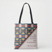 Tan, Blue, White & Red Tribal Inspired Wisdom トートバッグ (正面)