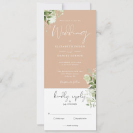 Tan Botanical Floral All In One ウェディング  招待状