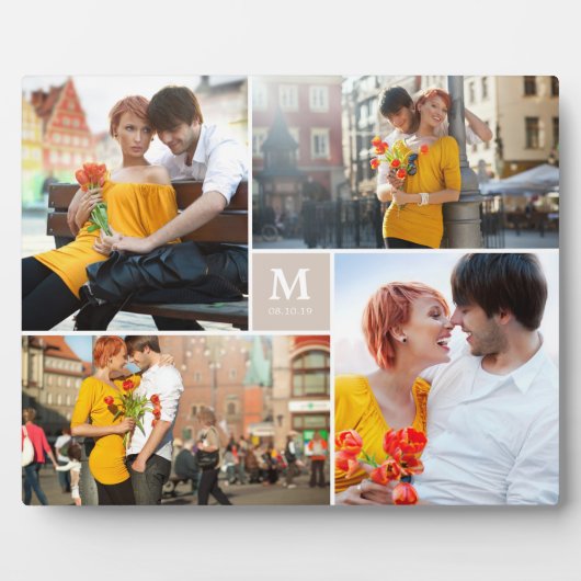 Tan Box Timeless Monogramの写真結婚イーゼル フォトプラーク (正面)