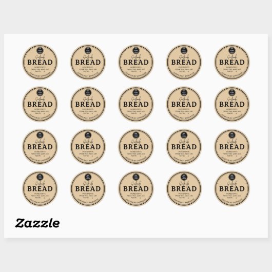 Tan Brown Bakery Sourdough Bread Label Sticker ラウンドシール (シート)