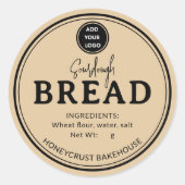 Tan Brown Bakery Sourdough Bread Label Sticker ラウンドシール (正面)