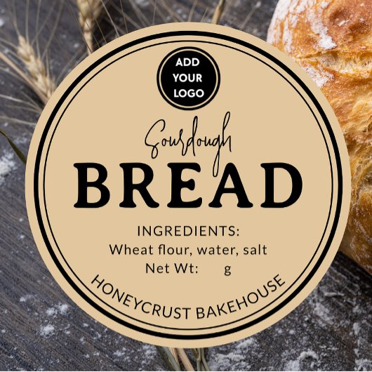 Tan Brown Bakery Sourdough Bread Label Sticker ラウンドシール