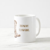 Tan Brown Blush Pink Floral Cowgirl Boots コーヒーマグカップ (正面右)